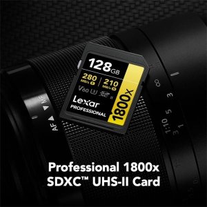 Lexar 128GB 280 Mbps UHS-II SDXC Memory Card (GOLD Series)