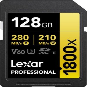 Lexar 128GB 280 Mbps UHS-II SDXC Memory Card (GOLD Series)