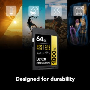 Lexar 64GB 280 Mbps Professional 1800x UHS-II SDXC Memory Card