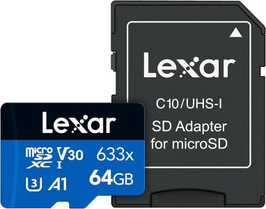 Lexar 64GB 633x microSDHC UHS-I Card (LSDMI64GBB633A)
