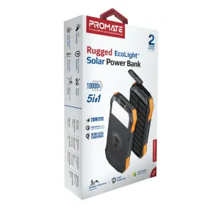 Promate SolarTank-10PDQi 10000mAh Rugged EcoLight Power Bank