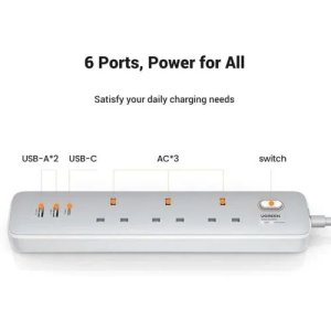 UGREEN 30W 3 AC Power Strip with Master Switch -UG-15461