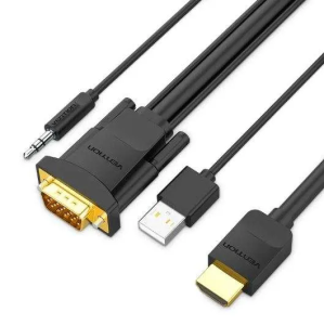 Vention  HDMI to VGA Cable with Audio Output & USB Power Supply 1.5M