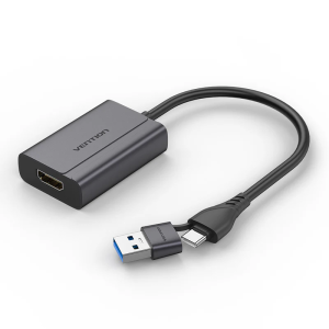 Vention USB-C + USB-A To HDMI Adapter 0.15M Grey Aluminium Alloy Type