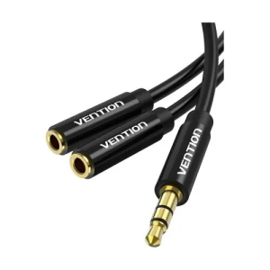 Vention 3.5mm Male to 2 *3.5 femaleFemale Stereo Splitter Cable 0.3M Black ABS Type