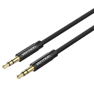 Vention Cotton Braided 3.5mm Male to Male Audio Cable 1.5M Black Metal Type