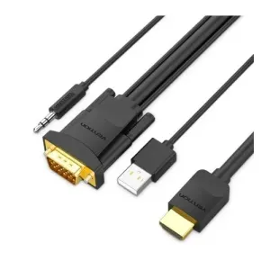 Vention  HDMI to VGA Cable with Audio Output & USB Power Supply 1.5M