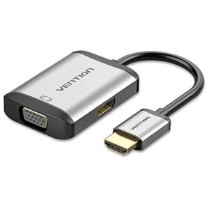 Vention HDMI to HDMI+VGA Converter 0.15M Gray Metal Type