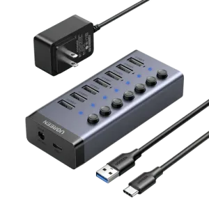 UGREEN USB-C to 7-Port USB-A 3.0 Hub DC 12V EU CM481