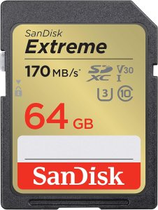 SanDisk Extreme SDXC UHS-I 64GB C10 U3 V30 SDSDXV2-064G-GNCIN