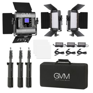 GVM 800RGB 3-Light Kit RGB LED Video Light Panel Kit with 3 × 4-Way Barn Doors