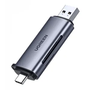 UGREEN CM185 SD/Micro SD Card Reader USB-A 3.0 / USB-C 3.0 Gray-50706