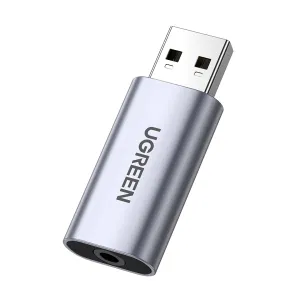 UGREEN CM383 USB-A to 3.5mm Audio Jack External Stereo Sound Adapter Silver-80864