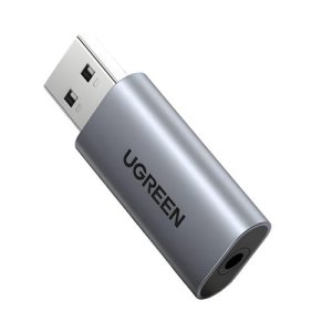 UGREEN CM383 USB-A to 3.5mm Audio Jack External Stereo Sound Adapter Silver-80864