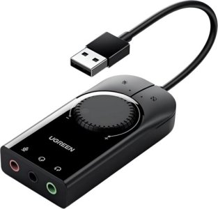 UGREEN CM129 USB-A to 3×3.5mm Jack External Stereo Sound Adapter 15cm (Black)-40964