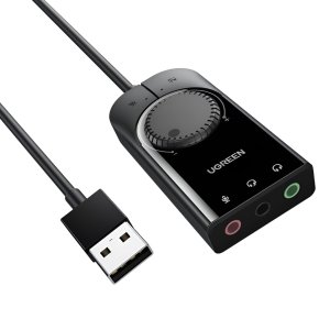 UGREEN CM129 USB-A to 3×3.5mm Jack External Stereo Sound Adapter 15cm (Black)-40964