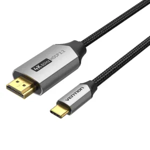 Vention Cotton Braided Type-C to HDMI Cable 2M Black Alluminium alloy- VEN CRBBH