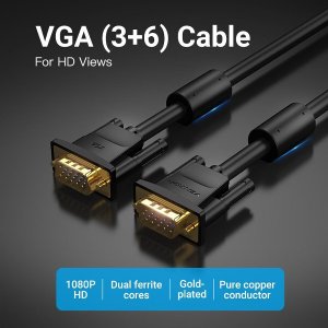 Vention VGA(3+6) Male to Male Cable with ferrite cores 20M Black- VEN DAEBQ