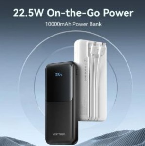 Vention 10,000mAh Power Bank-BLACK-VEN FHKBO