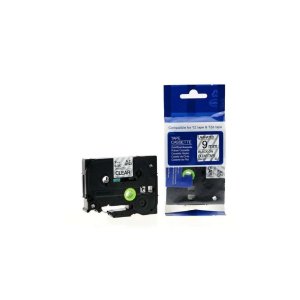 Brother laminated 9mm TZC-s121 black on clear Label Cartridge Compatible