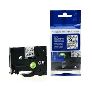 Brother 9mm × 8m Black on Clear Label Tape TZ2-121