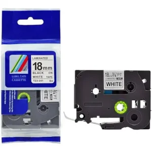 Brother 18mm x 8m Black on White Label Tape-TZ2-241