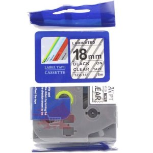 Brother 18mm × 8m Black on Clear Label Tape TZ2-141