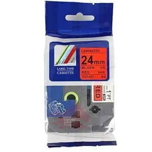 Brother 24mm × 8m Black on Red Label Tape TZ2-451