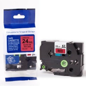 Brother 24mm × 8m Black on Red Label Tape TZ2-451